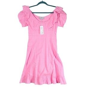 Never A Wallflower‎ NEW Chloe mini Dress Pink Puff Sleeve Ruffle XS coquette y2k